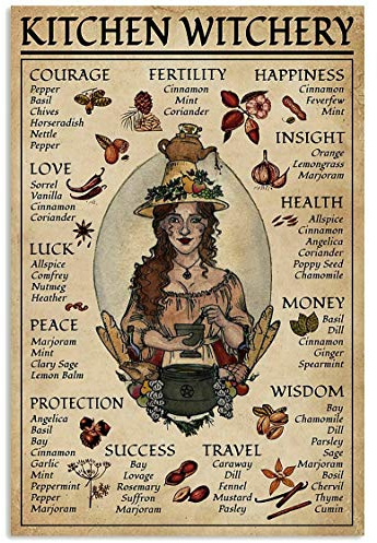 Bioprocess Vintage-Wandposter aus Metall, 20,3 x 30,5 cm, Hexen-Poster, Halloween-Kunstdruck, Dekoration für Zuhause, Heimdekoration, Kunst-Wanddekoration, Blech/Metall-Schild