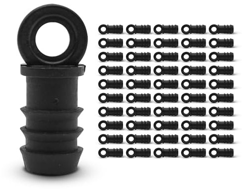 DOJA Barcelona | Tapon Final Tubo Riego | Tapon Final 16mm | Pack 50 | Tapon Manguera de Goteo 16 para Sistemas de Riego Agrícola y Jardinería | Conector Tapon Tubo Riego por Goteo Huerto, Camping