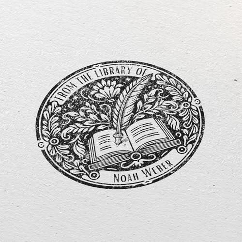 JUST REFINE® Exlibris Stempel Personalisiert - Buch Stempel - Individuell mit deinem Namen (Custos Librorum, 40mm)