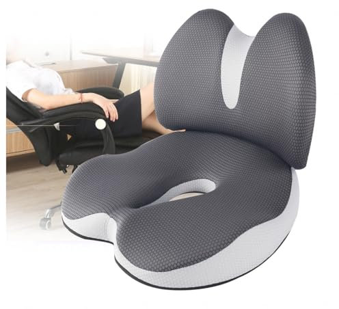 Delyx Cojin Coxis Ortopedico, (Cojin Coxis+Cojin Respaldo) Protector De Cadera, Desmontable, Espuma De Memoria, Respirable, Anti EstréS, CojíN Coxis, para El Hogar, Coche, Oficina,Grey