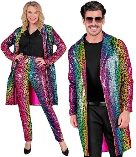 W WIDMANN MILANO Party Fashion - Pailletten Mantel Erwachsene | Glitzer Mantel für Festival, Silvester, Karneval, Disco, Mottoparty und auffällige Party-Outfits