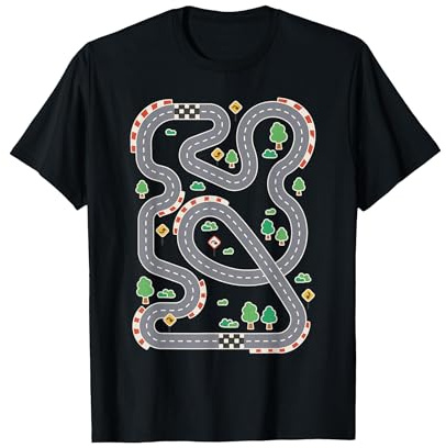 Auto Spielmatte Spielteppich Autostraße T-Shirt, Herren, Schwarz, L