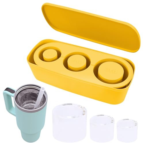 HENGBIRD Silicone Ice Cube Moulds, Big Ice Cube Tray with Lid, Giant for 30-40 Oz Stanley Cups (Yellow)