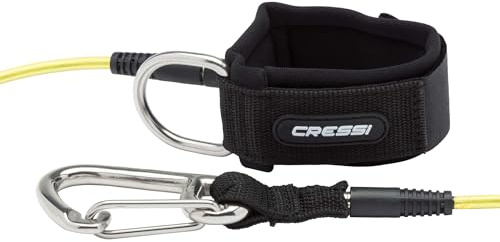 Cressi Freediving Lanyard W/QR Carabineer - Cordino Progettato per Essere utilizzato Come Guida Durante Le Immersioni in Apnea, Nero/Trasparente/Silver, Taglia Unica, Unisex