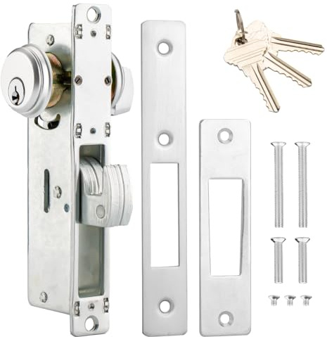 MaxxGeek Storefront Mortice Hook Door Lock, Commercial Door Locks Mortise Cylinder, Storefront Door Mortise Lock Hook Deadbolt(1-1/8 Backset)