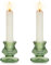 Romadedi Lot de 2 bougeoirs en verre pour bougeoir – Petit bâton conique en vrac pour table, dîner, salon, décoration de Noël, fête de mariage, centre de table, avent, printemps moderne, vert