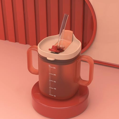 300ml Wasserbecher Für Ältere Menschen, Auslaufsicherer Trinkbecher, Senioren Schnabelbecher 2 Griffe, Becher Mit Strohhalm Schnabeltasse Mit Deckel, Für Erwachsene Ältere Patienten Schwangerschafts
