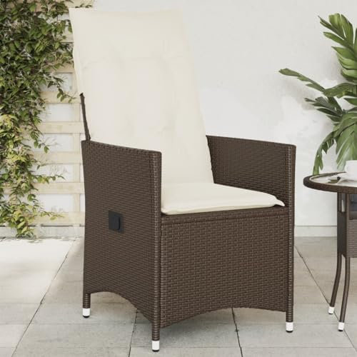 ZEYUAN Gartensessel Verstellbar mit Kissen Braun Poly Rattan, Gartenstühle, Gartenmöbel, Balkonstuhl, Garten Stühle, Terrassenstühle, Balkonmöbel - 365639