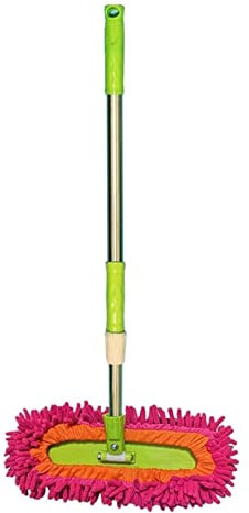 Trapeador triangular giratorio de 360 grados para superficies húmedas y secas, retráctil y ajustable, ideal para limpieza de suelos, coches y cristales, color rojo rosa