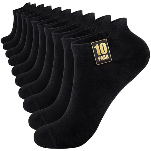 SockWaddles 10 Par Sneakersockor Herr Dam, Anti-Svett Korta Sockor, Bomullssportstrumpor, Andningsbara Löparstrumpor Unisex Svart Vit Grå