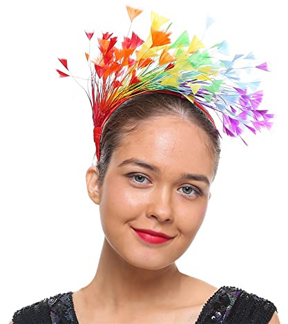 Generisch Papagei Haarreif, Haarreif Karneval, Fascinator Stirnbänder Cosplay, Haarreifen Damen, Regenbogen Haarreif, Federn Haarreif Papagei Kostüm Haarband Kopfschmuck Fascinator Stirnbänder