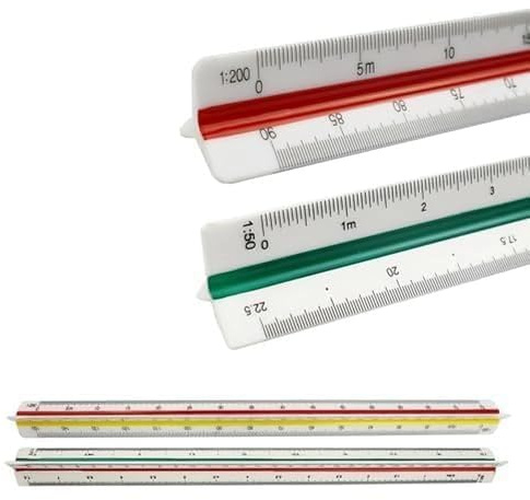 GIUSOBG Scalimetro Righello Trinagolare Ideale 2 Pz Scalimetro Professionale Triangolare 1:20 1:25 1:50 1:75 1:100 1:125/1:100 1:200 1:250 1:300 1:400 1:500 per Architetti, Alunno (PVC)