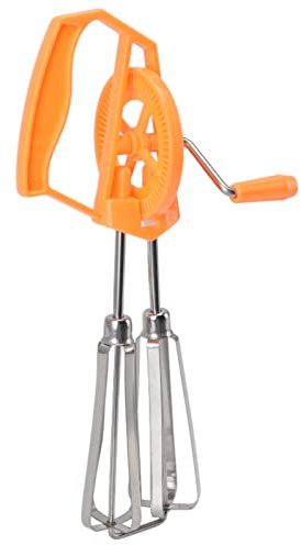 Egg Beater Hand Crank, Manual Hand Mixer Manual Mixer Blender Egg Beater Whisk Stainless Steel Egg Whisk Manual Egg Beaters Egg Mixer for Home Kitchen Cooking (White) (Yellow)
