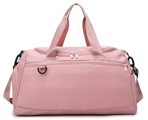 Linghe Sports Gym Bag with Shoe Compartment and Wet Bag Waterproof Pink | Large Capacity Travel Duffel Bag for Weekend Gym Vacation Hiking