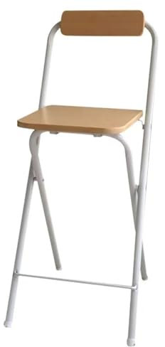 Sedia pieghevole da cucina per adulti, sgabello da bar resistente, con schienale e poggiapiedi, sgabello alto portatile per colazione, altezza 66 cm, sgabello pieghevole (65 cm)