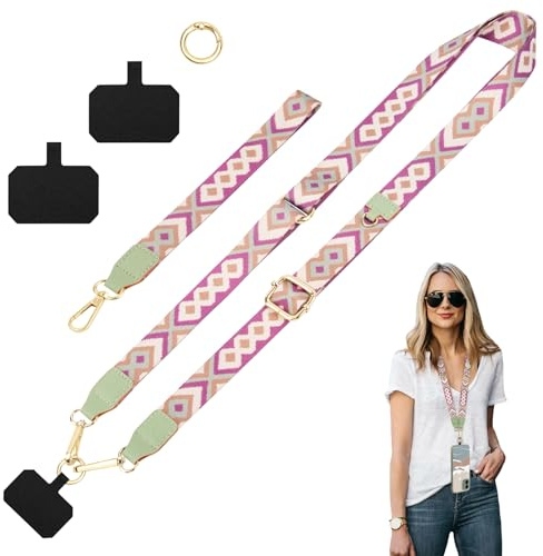 ONEKERUN Universelle Cordon Telephone Portable Dragonne Telephone Cou et Poignet Cordon Coque Téléphone Bandoulière Réglable avec 2 Patchs pour Smartphones Appareil photo