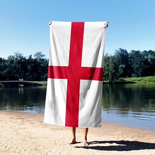 GIFTIMIZED England Flag St George's Cross Custom Towel, Super Absorbent Microfibre | Face, Hand, Bath, Bath Sheet, Super Towel Sizes | British Made | Perfect for Beach, Bath, Gym, Home