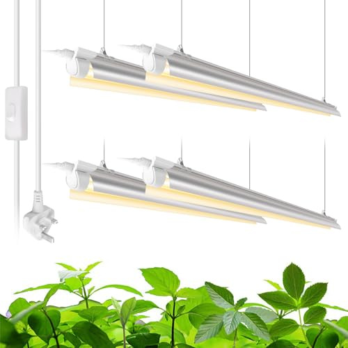 Barrina T8 Grow Lights, 4FT, 168W(4 x 42W), Full Spectrum Yellow, 4 Packs