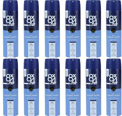 12x 8X4 Men Deo N° 17 Oceanic Boost Deospray für Männer mit erfrischendem Duft,Herren Deodorant mit zuverlässigem 48h Anti-Transpirant-Schutz für jeden Hauttyp,150ml (12er Pack)