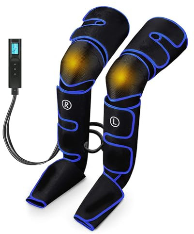 Beinmassagegerät mit Wärme & Kompression – 3-in-1 Elektrische Beinmassage, 6 Modi, 3 Stufen, 35–50°C Wärmetherapie, Für Blutzirkulation, Muskelentspannung & Venengesundheit, für Büro,Zuhause,Reise