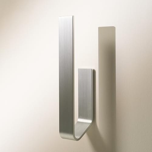 Design Hamburg självhäftande reservpappershållare | Toalettpappershållare utan borrning för 2 rullar | självhäftande badrumshållare för vägg | | modern design | (silvergrå)