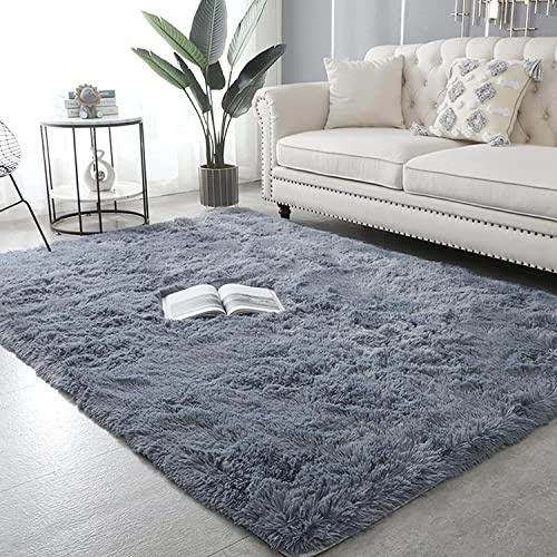 Tappeto soffice 180 x 260 cm, morbido tappeto a pelo lungo in lana artificiale, per soggiorno, camera da letto, bagno, accogliente tappeto peloso grigio chiaro per la decorazione della casa