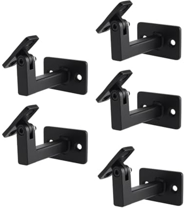 GNURBDILFO 5 Pcs Adjustable Swivel Handrail Brackets, Matt Black Contemporary Stair Brackets for Indoor or Outdoor Staircase