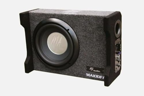 10 Inch Powered Ported Subwoofer Enclosure Box | 1300W Compact Active Car Bass System with Built-In Amplifier | Universal Fit Car Subwoofer for Deep Powerful Sound