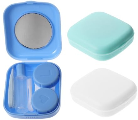 DECORNIJIA 3 Stück Kleine Kontaktlinsen Aufbewahrungsbox Mit Spiegel Pinzette Auslaufsicherem Reiseetui Tragbar Für Weiche Kontaktlinsen Praktisches Organizer Für Zuhause Und Unterwegs