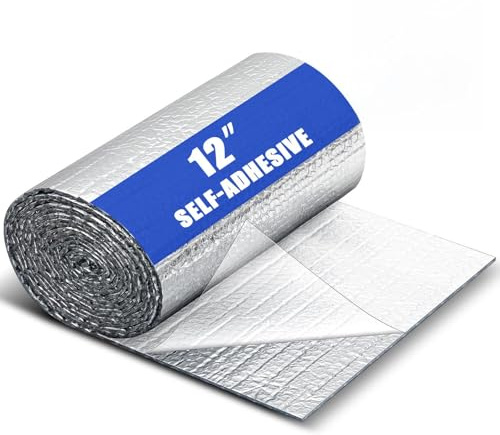 Innconee Double Reflective Insulation Roll, 12in x 16.4ft Pipe Duct Insulation Roll, Self Adhesive Aluminum Foil Bubble Radiant Barrier Tape for HVAC Duct, Window Thermal Barrier and Weatherproof