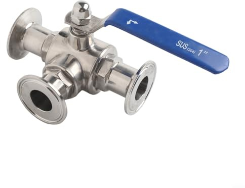 1 Zoll Tri Clamp Sanitär-Kugelhahn, 3-Wege-L-Port Edelstahl für Lebensmittel Getränke Milchprodukte Pharmazeutische Anwendungen