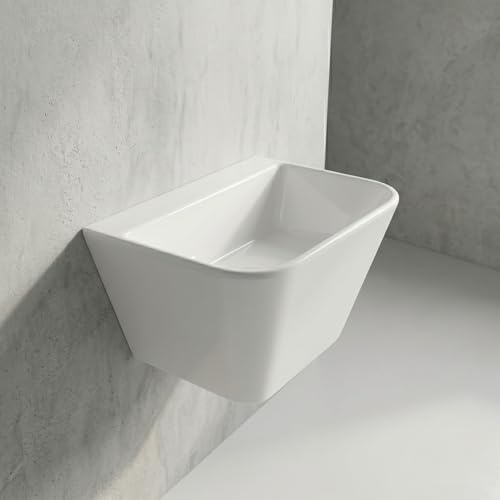 Lavabo Lavatoio Galassia Meg11 65x45 Bianco in Ceramica Lucida, Made in Italy - Lavatoio Filo Muro Ampio Arredo Bagno Design Contemporaneo - Vasca per Lavanderia Resistente - Facile da Pulire (65x45)