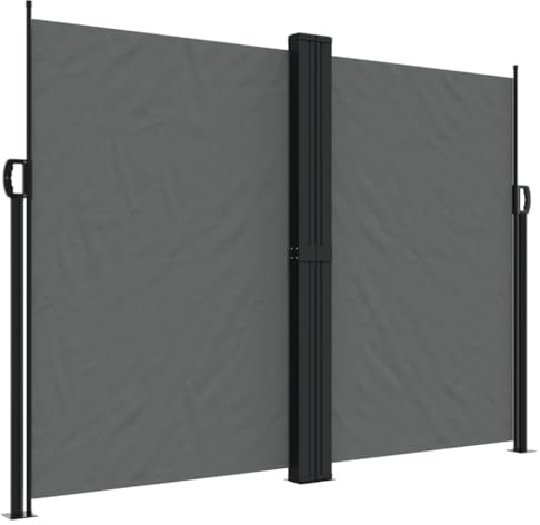 Roanoer Store latéral extensible anthracite 180 x 600 cm - Brise-vue et protection contre le vent pour jardin, terrasse et balcon - Double store latéral en polyester avec cadre en acier stable
