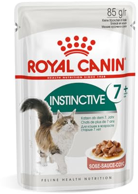 ROYAL CANIN INSTINCTIVE 7+ in salsa | 12 x 85 g | Alimento completo per gatti anziani oltre i 7 anni | Per sostenere la vitalità | Profilo nutrizionale istintivamente preferito