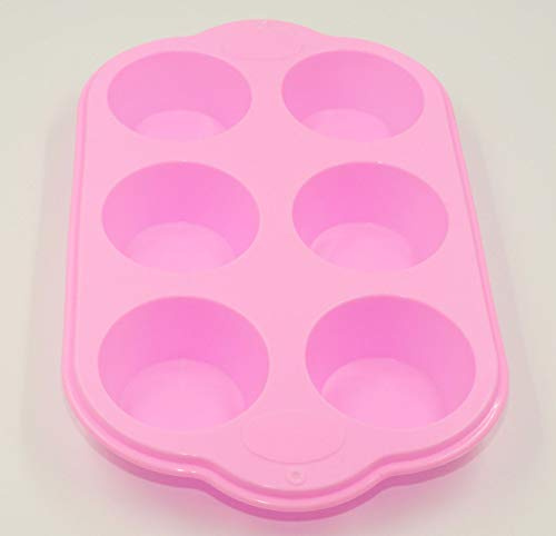 Selecto Bake - Moule à muffins antiadhésif, moule à muffins en silicone pour 6 tasses, moule à muffins antiadhésif en silicone pour cupcakes, rose