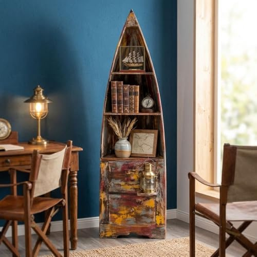 Bootsregal / Bücherregal LACI Jungle 150cm Regal Eckregal Deko Boot Shabby