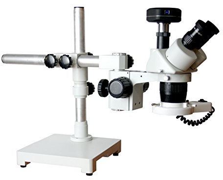 Radical 10x-20x-30x-60x Professional Stereo PCB Soldering Welding Electronics Dissection Mobile Repair Microscope 100mm Working Distance Boom XYZ Movement Stand LED Light & 10Mp USB 3.0 Camera