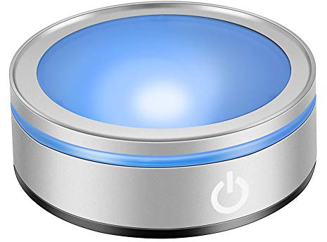 IFOLAINA LED Light Base Lighted Display Stand for Crystal 3D Photo Glass Art Tumbler RGB Multicolor Lighting Round Pedestal USB Battery Operated - Flat
