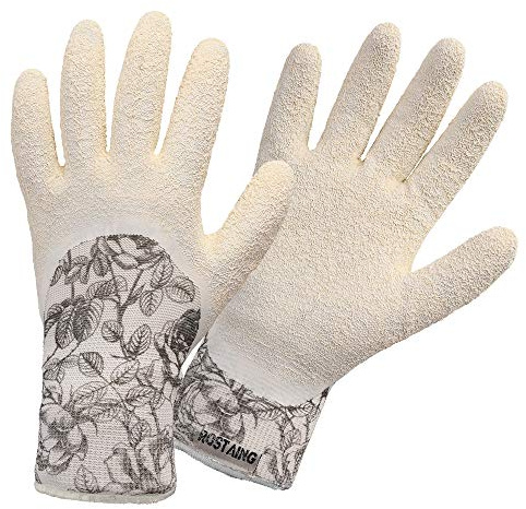Gants de Jardinage Lavables Imperméables Naturels Latex Blanc Flower-ROSTAING- Taille 08