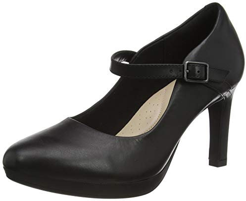 Clarks Ambyr Shine, Zapatos de Cordones Mujer, Piel Negra, 39 EU