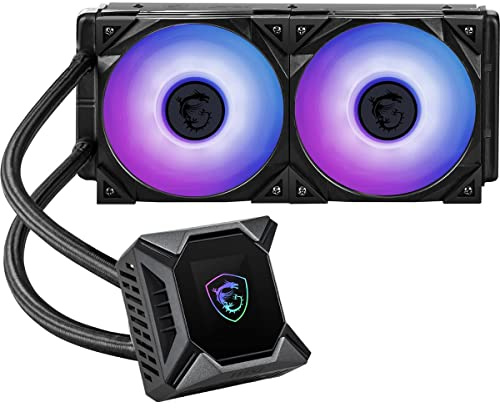MSI MPG CoreLiquid K240 - Enfriador líquido para CPU AIO - Pantalla LCD de 2.4 pulgadas - Radiador de 9.4 pulgadas - Ventiladores dobles ARGB PWM de 120 mm