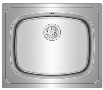 Teka Universe 60 T-XP 1C - Fregadero de Cocina 1 Seno, Encastrado, para Muebles de 60 cm, Desagüe con Válvula Manual, Acero Inoxidable