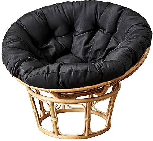 TDHLW Rund Papasansessel Kissen, Papasan Chair Cushion, Papasan-Kissen, Floor Cushion for Swinging Chair, Papasansessel Kissen, Outdoor Patio Swivel Chair Cushion,Schwarz,Dia 140cm/55inch