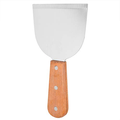 Tissting Edelstahl Grillschaber mit Holzgriff, 19cm Grillschaufel Flacher Oberseite Grillschaber für Teppanyaki Grill, Teig, Pfannkuchen, Pizza, Backen, Kochen