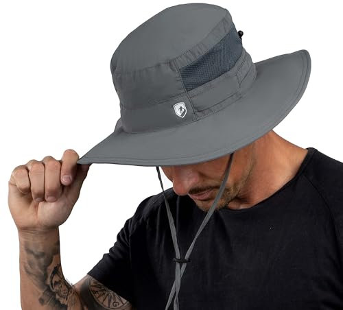 ALPIN LOACKER Outdoor Hut und Sonnenhut mit UV Schutz I Wanderhut für Bergsport aus recycelten Materialien I Anglerhut Herren und Damen, Grau
