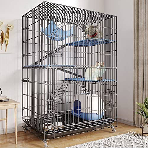 Katzengehege Indoor Outdoor Groß Metall Hundekäfig Faltbar Hundebox mit 2 Türen Gitterbox Hunde Katzen, Kleintiere Transportkäfig Auto Tierkäfig mit Bodenschale ( Color : Black , Size : 90*60*135cm )