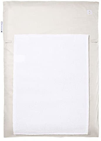 nordic coast company Wickelauflage 50x70 | Wickelunterlage Natur Sand Beige | Wickelauflagenbezug inkl. abnehmbares Frottee Handtuch | Alternative zu Wickelauflage abwaschbar