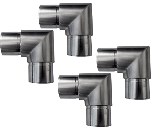 SOTOOLS 4 x Handlauf Rohrbogen, Edelstahl, 90°, für Ø 33,7 mm | Eckbogen, Rohrverbinder, Steckfitting und Eckstück für Handläufe und Geländer.