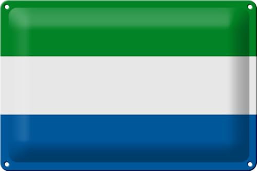 Cartel de chapa con la bandera de Sierra Leones 30 x 20 cm, diseño de la bandera de Sierra Leona