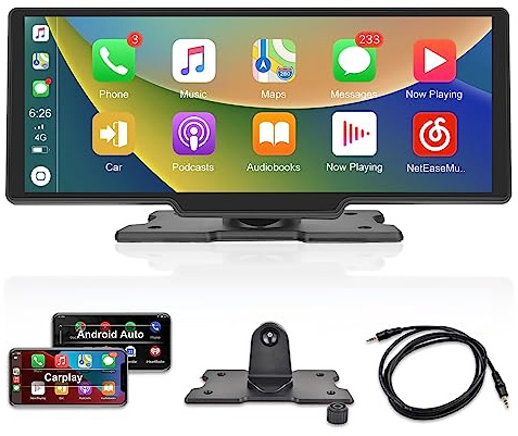Apple Play Screen for Car Wireless Carplay Screen Stereo 10.3 inch HD | Car Buddy Touchscreen Radio Support Android Auto FM Transmission Bluetooth for 7V-32V Vehicles